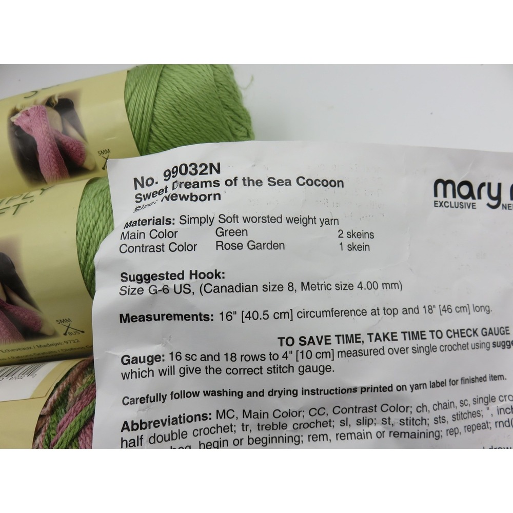 Caron Simply Soft Yarn Green Rose Garden Mary Maxim Mermaid Cocoon Pattern 99032 - Picture 6 of 15